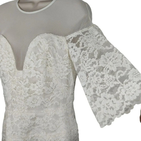 Nicole Miller Lace Sheath Dress Women Size 8 Cream Wedding Cocktail Party NEW - Picture 3 of 8